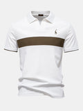 V-Neck Polo Shirt with Contrast Pique Design