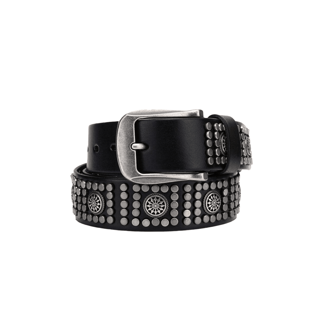 Studded Belt For Men, Silver Buckle, Makan Model