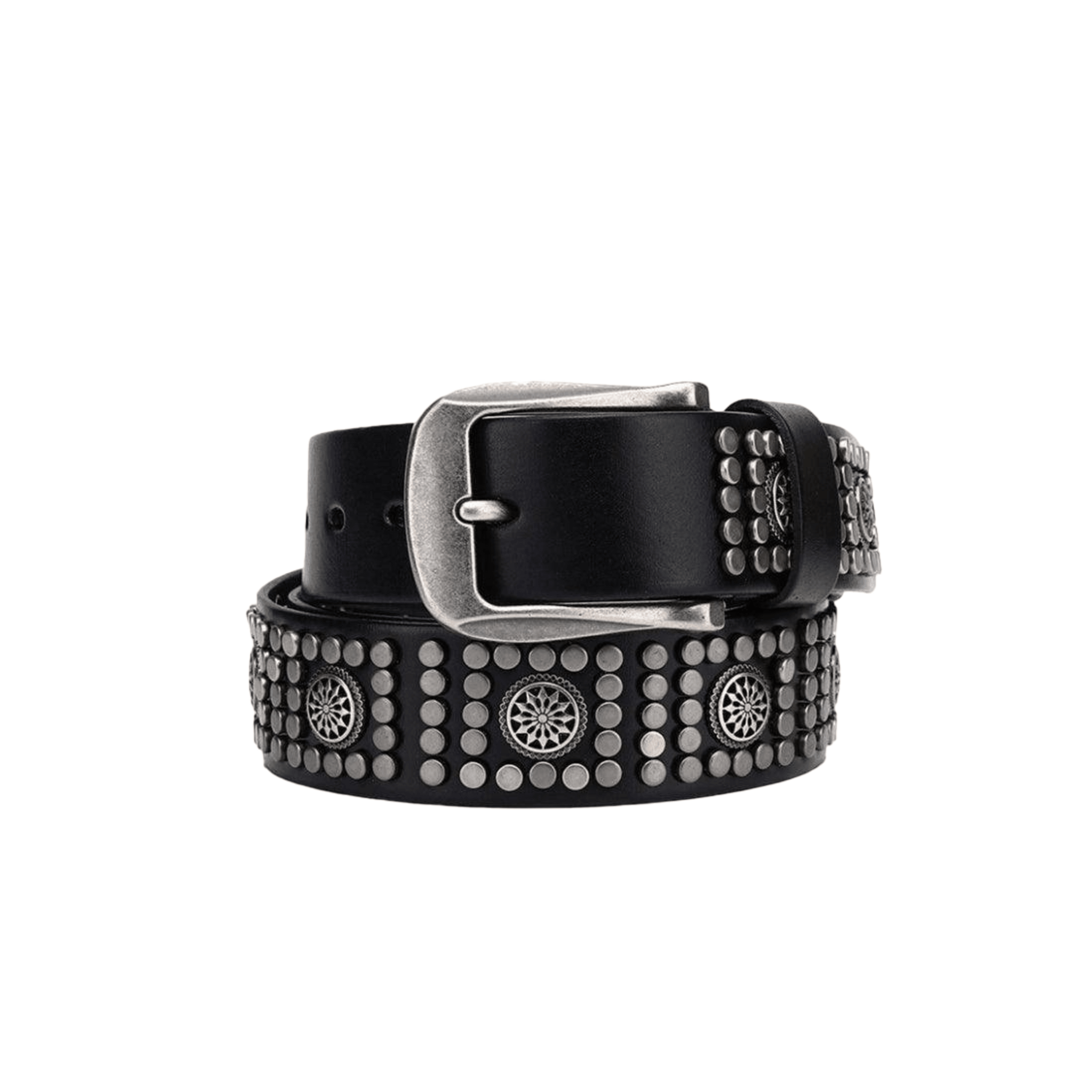 Studded Belt For Men, Silver Buckle, Makan Model