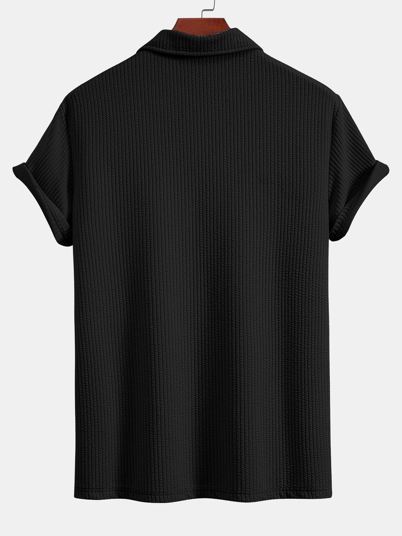 Textured V-Neck Polo & Shorts