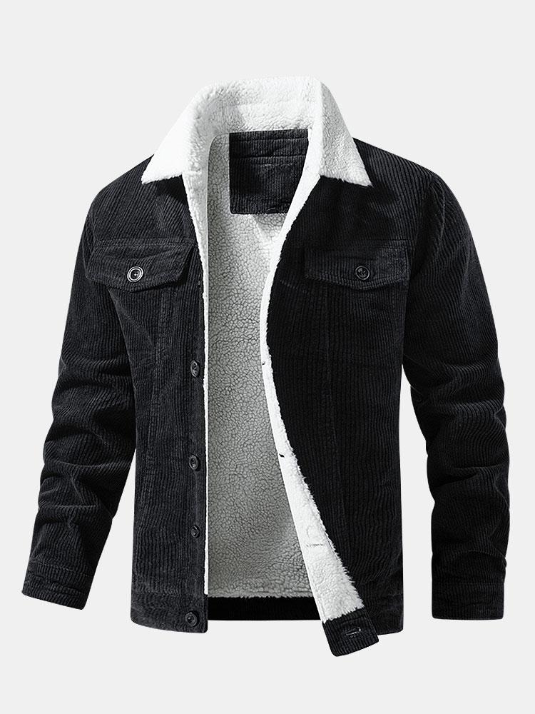 Teddy-Fleece Lined Cotton Corduroy Jacket