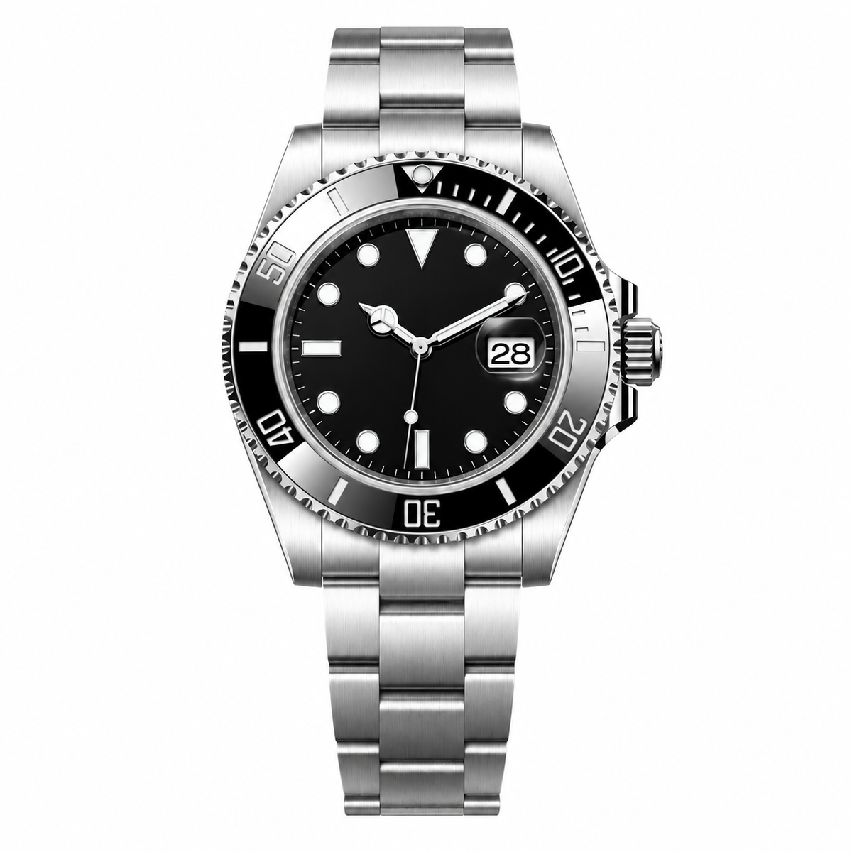 Men's Black Steel Automatic Diver Watch 41mm