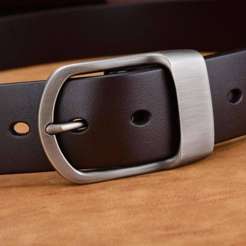 Leather Belt For Men, Matte Buckle, Vintage Revival