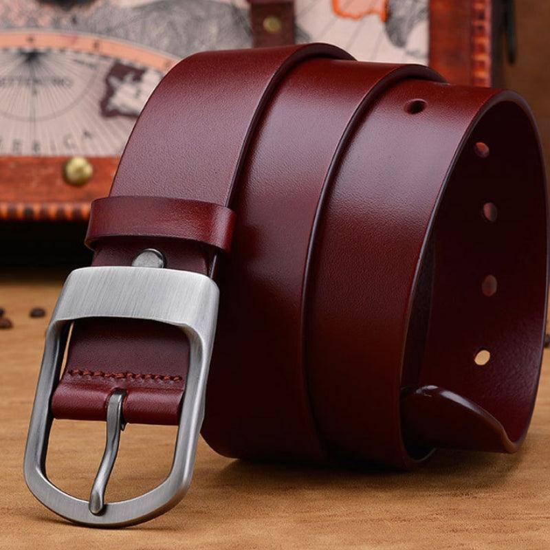 Leather Belt For Men, Matte Buckle, Vintage Revival